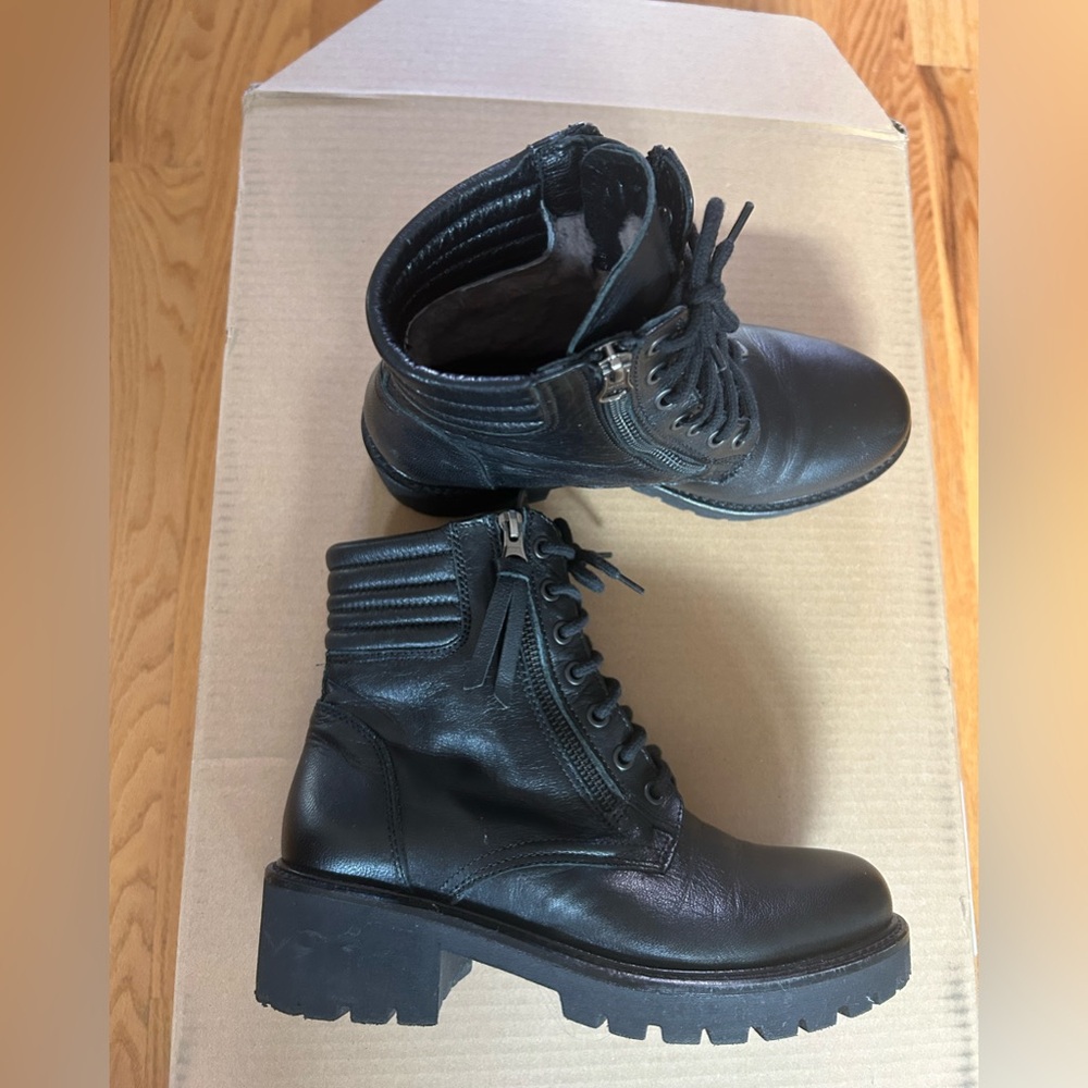 Black Leather Winter Combat Boots